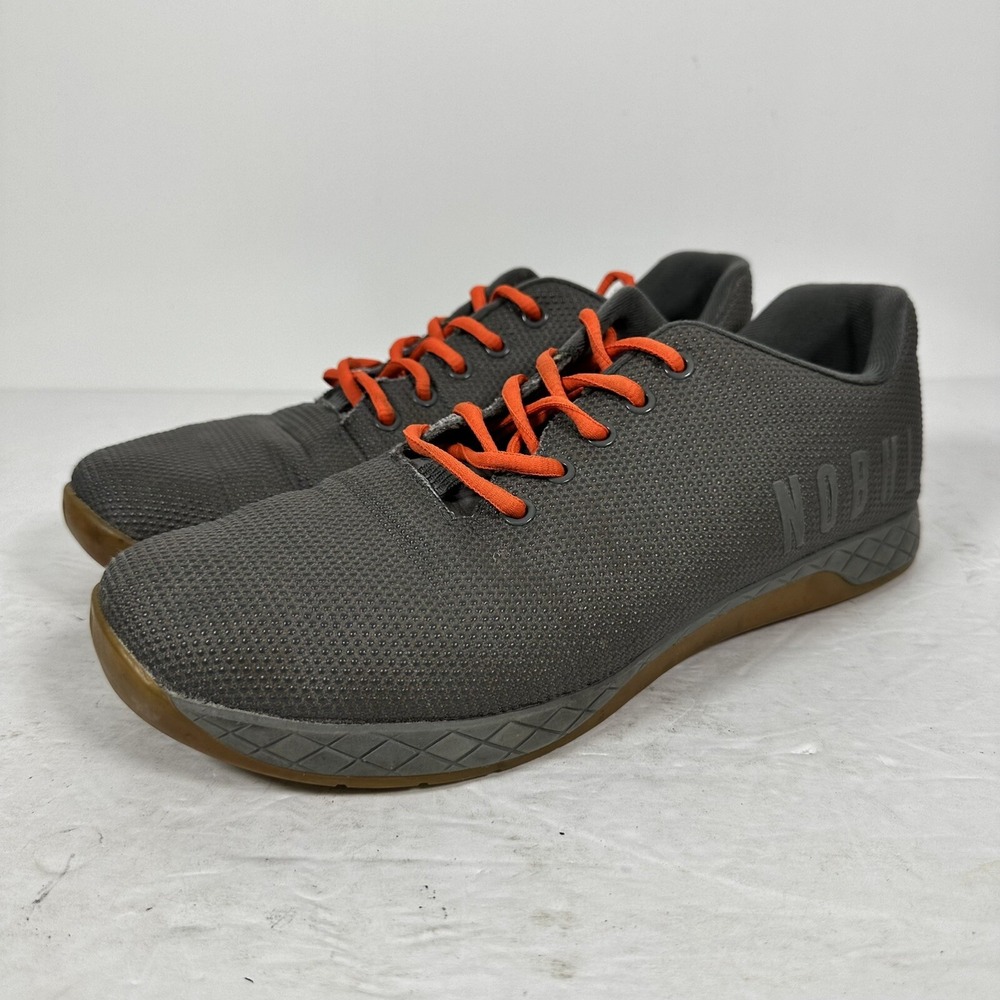 NOBULL Light Gray Orange Lace-Up Active Gym Gum Trainer Sneakers Mens sz 12